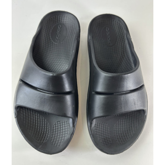 OOFOS OOahh Recovery Slides Black Slip On Sandals Women’s Size 8 Men's Size 6 - Picture 13 of 13